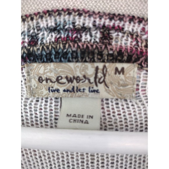 One World Cardigan Women's Medium Multicolor Boho Aztec Lightweight Midi Duster - Picture 4 of 6